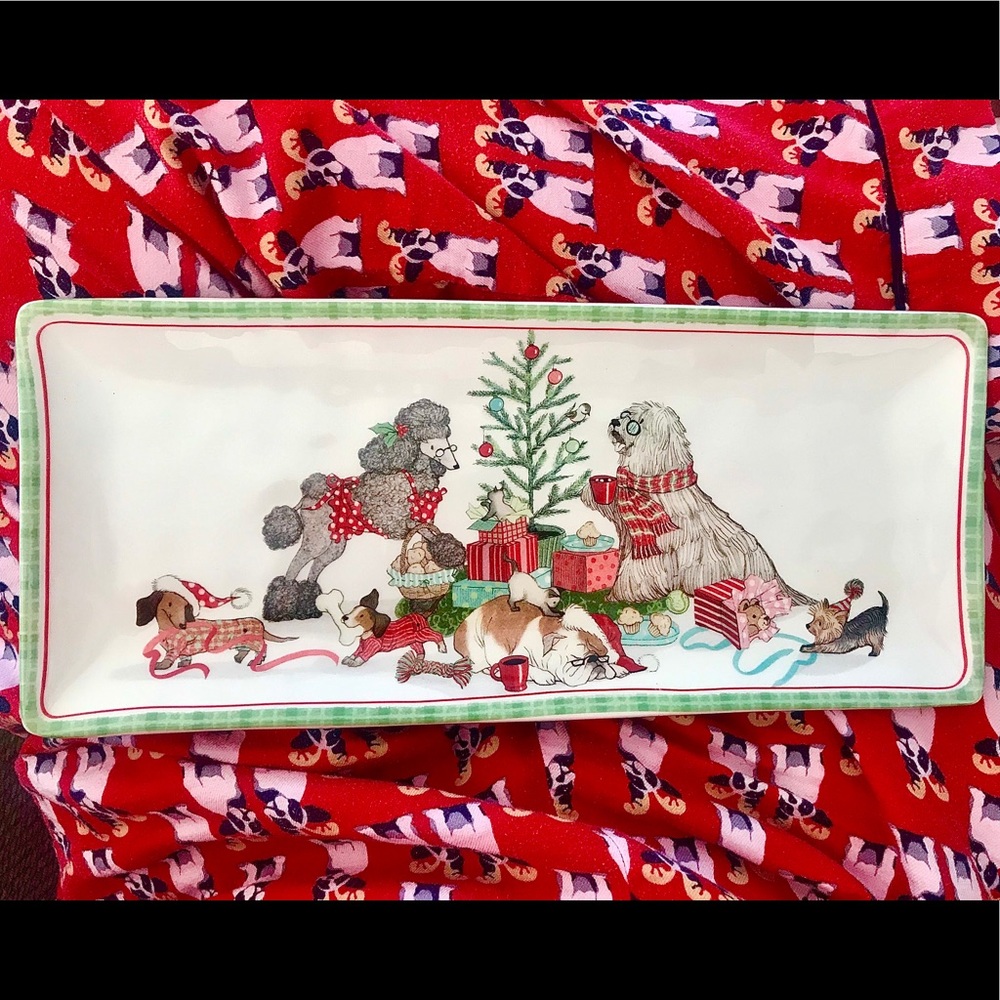 SOLD Pier 1 CHRISTMAS MORNING PUPS Tray